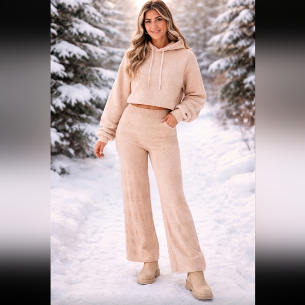 Flare Tan Swirl Knit Casual classy Sweat‎ Pants SZ Small